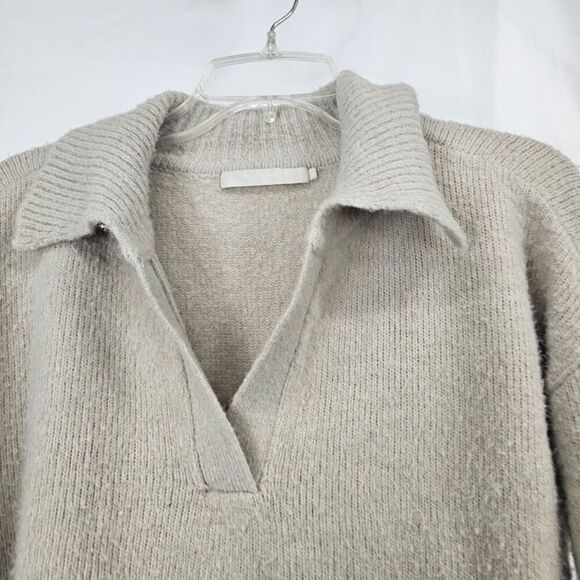 One Grey Day Women’s Size Small Beige Collared Pullover Swester Ribbed - Picture 4 of 7